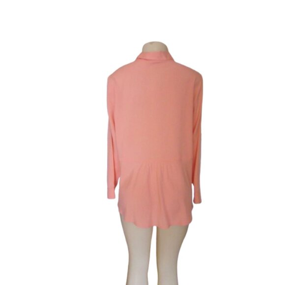 J. Jill Coral Silk Button Down Long Sleeve Shirt Size M Petite - Picture 3 of 5